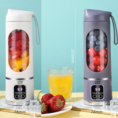 2-piece White and Purple 7.4V Portable Blender Smoothie Maker 450ml Wireless Rechargeable Juicer Cup with 12-Blade Stainless Steel Cutter, LED Digital Display, USB Charging Personal Blender for Travel Gym Office Home