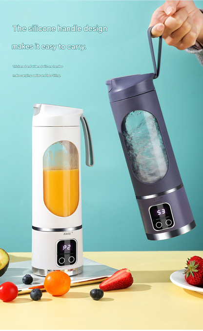 2-piece White and Purple 7.4V Portable Blender Smoothie Maker 450ml Wireless Rechargeable Juicer Cup with 12-Blade Stainless Steel Cutter, LED Digital Display, USB Charging Personal Blender for Travel Gym Office Home