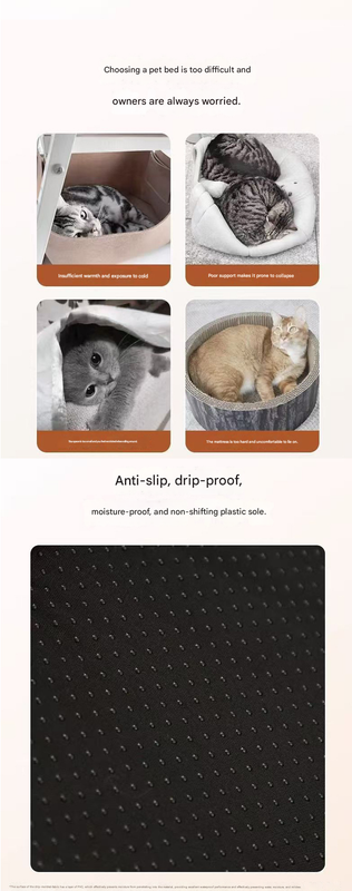 Grey M size Cat Tunnel Bed House 4-Season Universal Removable Washable U-Shaped Cat Cave with Multi-Entrance, Plush Hideaway Pet Nest with Detachable Mat for Indoor Cats, Non-Slip Bottom, Multi-Cat Friendly
