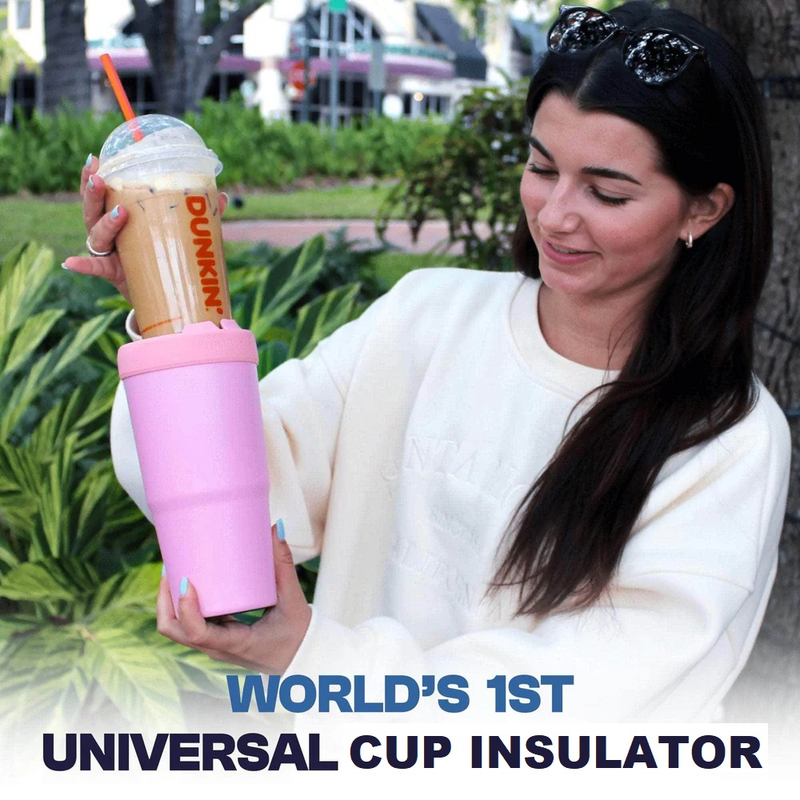 2-piece Black and Pink 30oz Stainless Steel Tumbler with Universal Cup Insulator - Double Wall Vacuum Insulated Coffee Cup, Cup Holder Friendly, Keeps Drinks Cold for 12 Hours