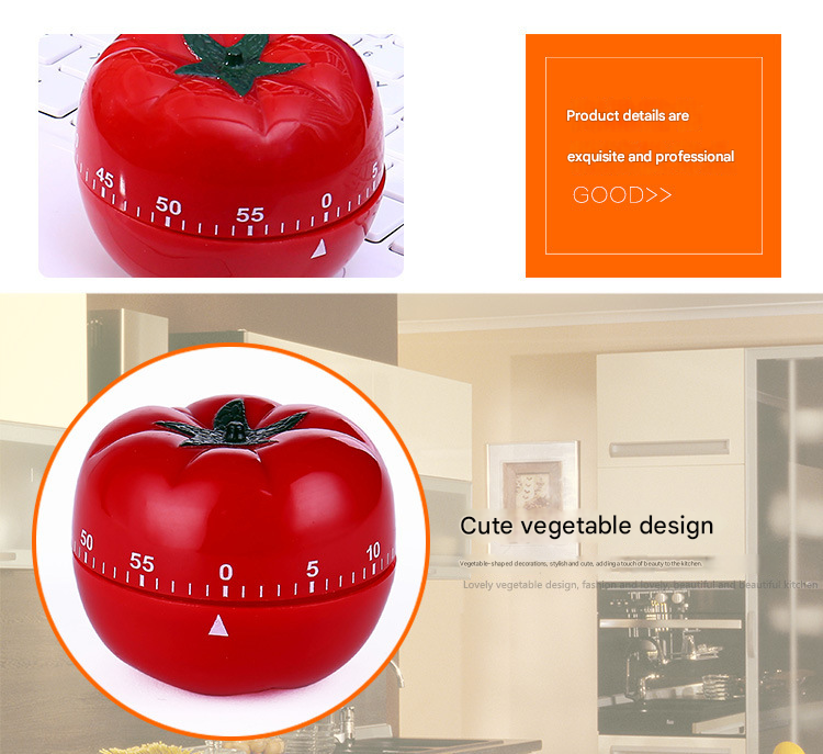 Big Size Tomato-shaped alarm Kitchen Timer - 60 Minute Mechanical Countdown Timer with Loud Alarm, Cute Vegetable Design, No Battery Required - Perfect for Cooking, Baking & Time Management