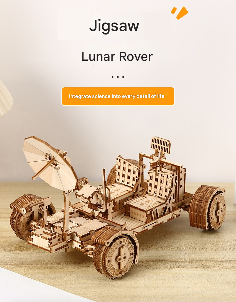 3D Wooden Puzzle Lunar Rover Model Kit - DIY Space Exploration Vehicle
