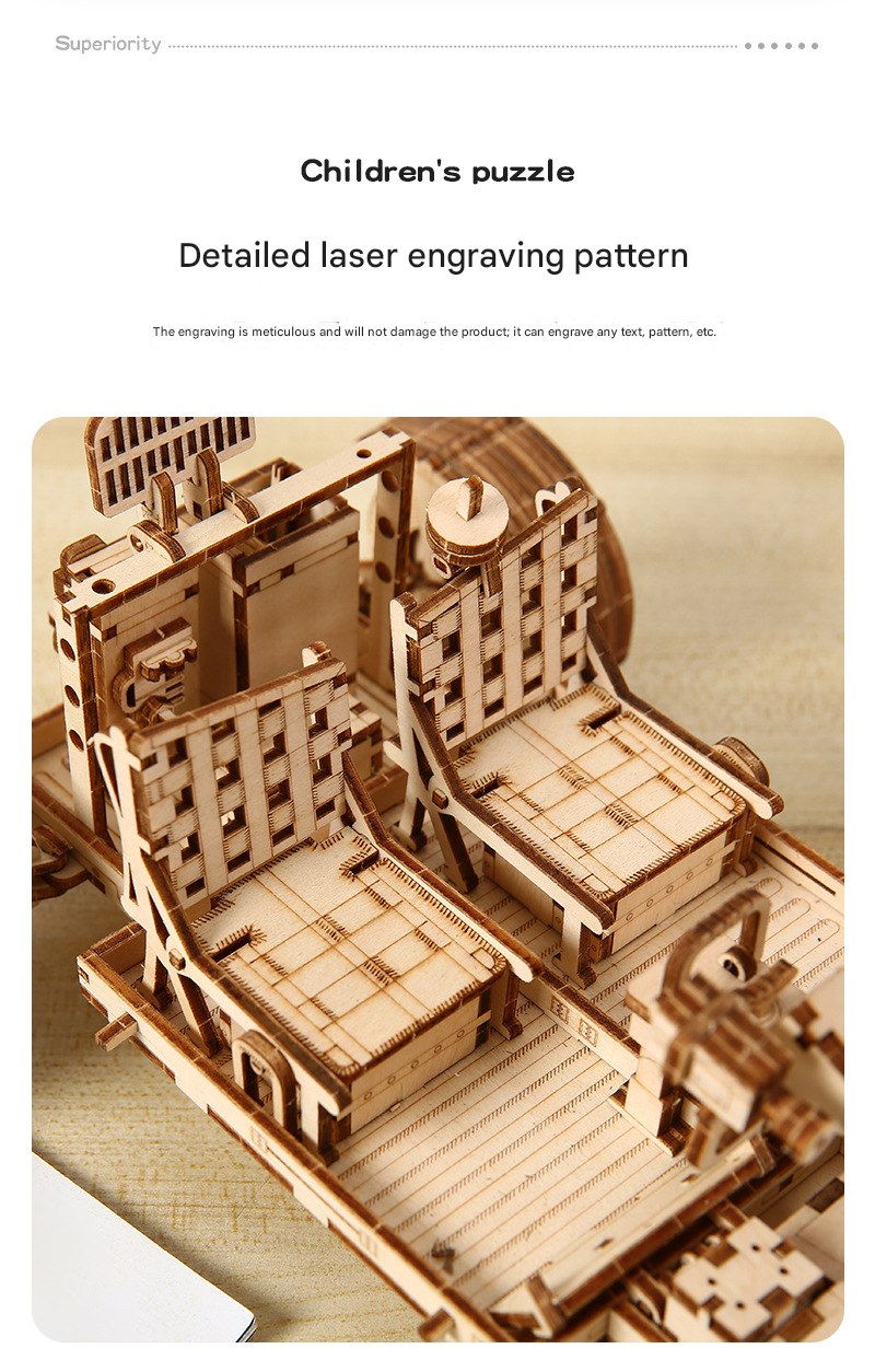 3D Wooden Puzzle Lunar Rover Model Kit - DIY Space Exploration Vehicle