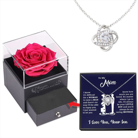 silvery white Necklace  Rose Box Set Eternal Star Three-Leaf Clover Necklace - Mother's Day Gift, Comes with Free Gift Box - Mother's Day Jewelry Gift