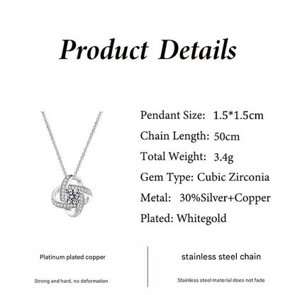 silvery white Necklace  Rose Box Set Eternal Star Three-Leaf Clover Necklace - Mother's Day Gift, Comes with Free Gift Box - Mother's Day Jewelry Gift