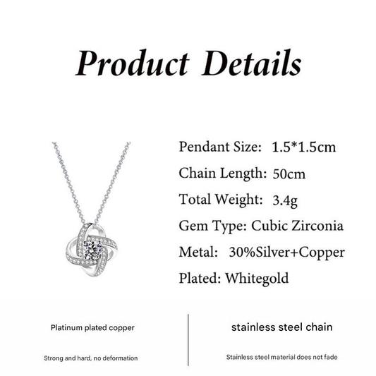 silvery white Necklace  Rose Box Set Eternal Star Three-Leaf Clover Necklace - Mother's Day Gift, Comes with Free Gift Box - Mother's Day Jewelry Gift