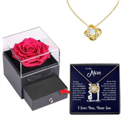 Gold-colored  Necklace  Rose Box Set Eternal Star Three-Leaf Clover Necklace - Mother's Day Gift, Comes with Free Gift Box - Mother's Day Jewelry Gift