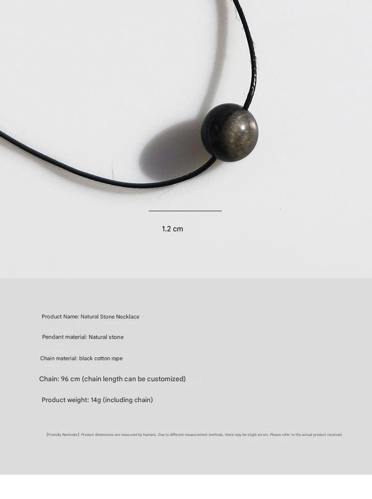 Vintage Geometric Natural Stone Bead Pendant Necklace Adjustable Black Rope Collarbone Chain Unisex Boho Jewelry Gift-Australian Zebra Stone