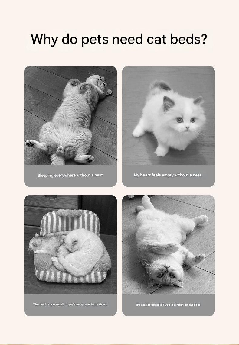 M size Blue Plaid Cat Cave Bed Winter Warm Enclosed Pet House Cozy Cat Sleeping Bag Semi-Enclosed Cat Nest Small Dog Bed PP Cotton Filling Washable Pet Supplies