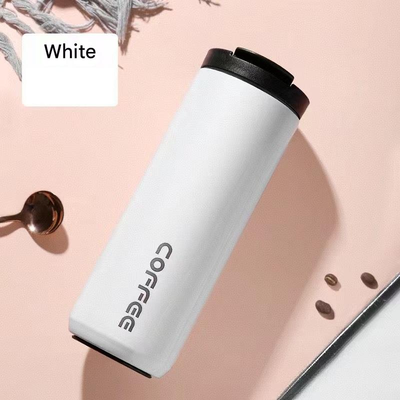 White Stainless Steel Coffee Mug 500ml Vacuum Insulated Travel Cup 8 Hours Heat Retention Leak-Proof Lid 304 Food-Grade Steel Portable Office Car Tumbler Reusable Gift Cup