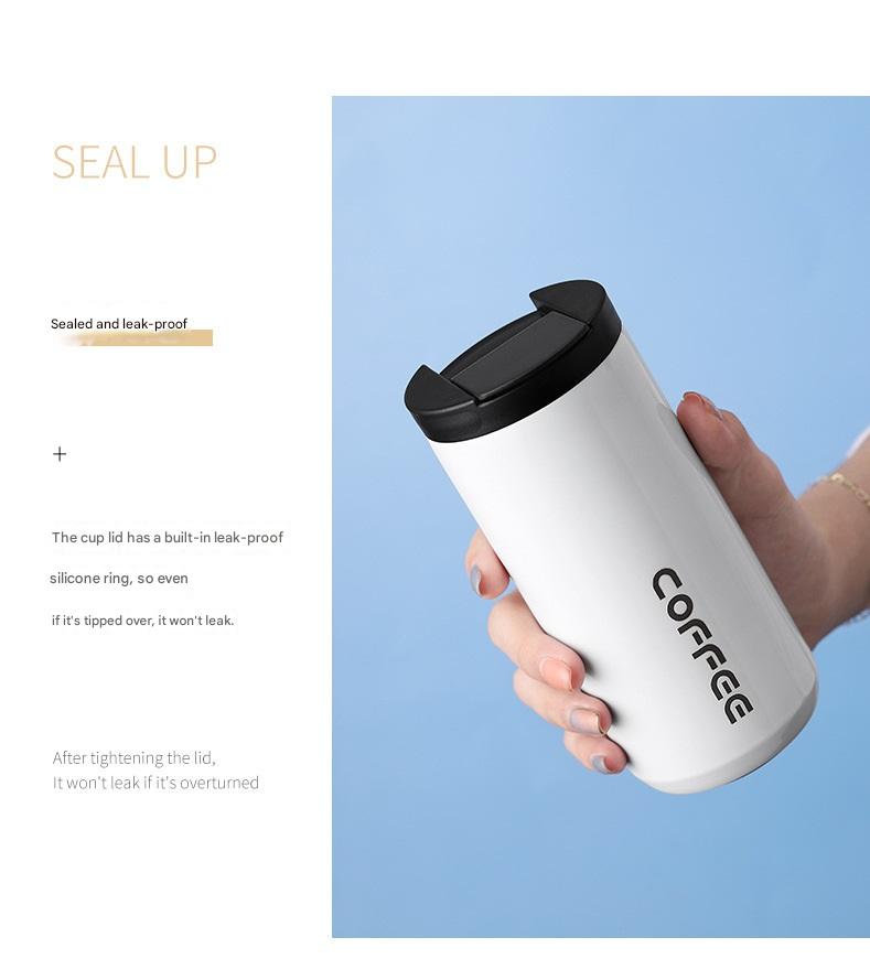 Black Stainless Steel Coffee Mug 500ml Vacuum Insulated Travel Cup 8 Hours Heat Retention Leak-Proof Lid 304 Food-Grade Steel Portable Office Car Tumbler Reusable Gift Cup