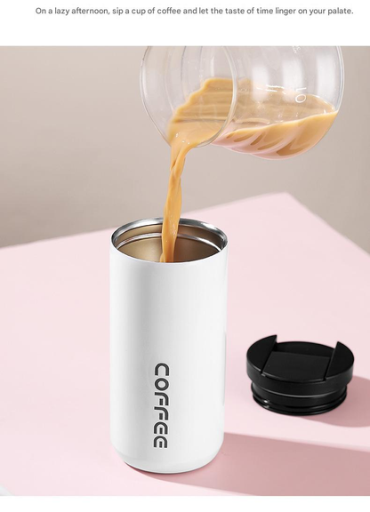 Yellow Stainless Steel Coffee Mug 500ml Vacuum Insulated Travel Cup 8 Hours Heat Retention Leak-Proof Lid 304 Food-Grade Steel Portable Office Car Tumbler Reusable Gift Cup