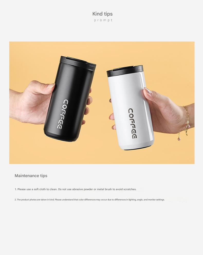 Gradient Red Stainless Steel Coffee Mug 500ml Vacuum Insulated Travel Cup 8 Hours Heat Retention Leak-Proof Lid 304 Food-Grade Steel Portable Office Car Tumbler Reusable Gift Cup