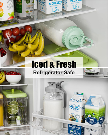 Black Glass Mason Jar Pitcher 64oz with Flip Lid Pour Spout Milk Jug Leak-Proof Airtight Seal Wide Mouth Beverage Container Cold Brew Coffee Iced Tea Juice Milk Dispenser Fridge Storage