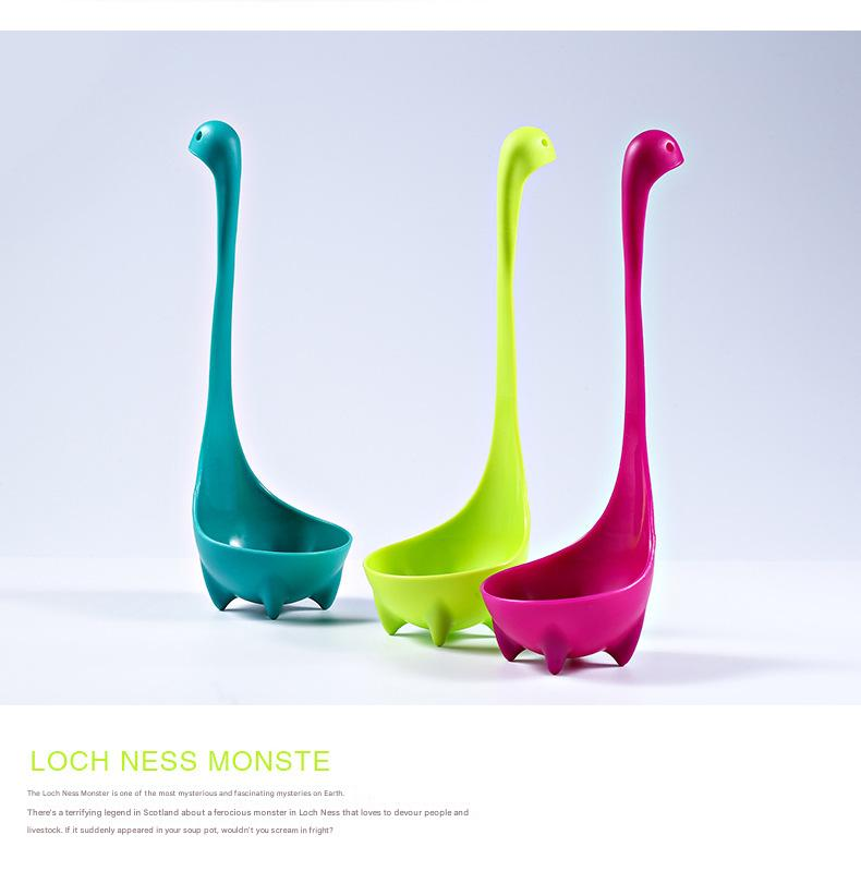 Blue Nessie Ladle Loch Ness Monster Soup Spoon Cute Dinosaur Shaped Standing Ladle Food-Grade Nylon Kitchen Utensil  Handle Heat Resistant 0-120C Funny Cooking Gadget Gift for Home Cooks