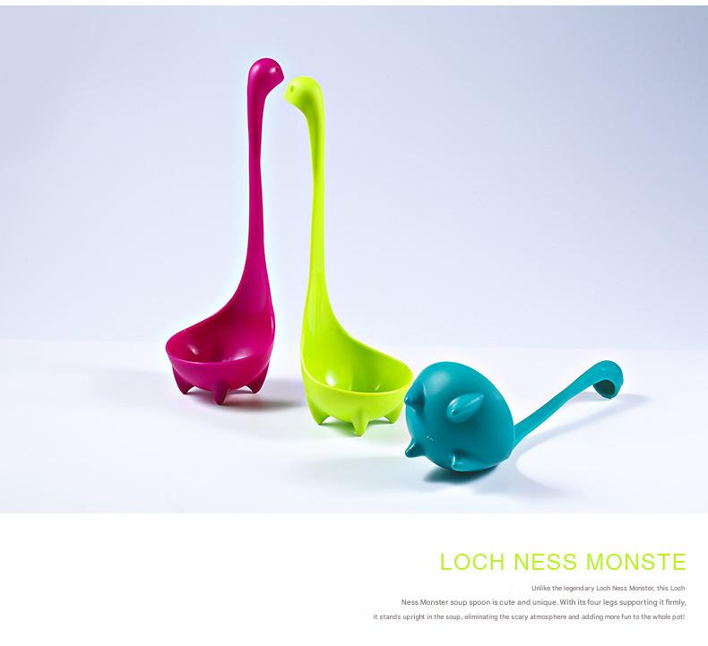 Red Nessie Ladle Loch Ness Monster Soup Spoon Cute Dinosaur Shaped Standing Ladle Food-Grade Nylon Kitchen Utensil  Handle Heat Resistant 0-120C Funny Cooking Gadget Gift for Home Cooks