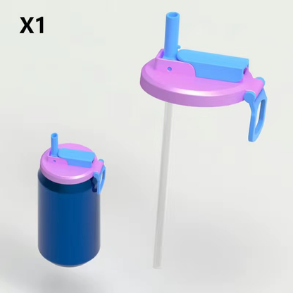 Purple Reusable Soda Can Lid with Straw and Carrying Handle - Spill-Proof Plastic Can Cover for Standard 2.13 Inch Cans, Portable Beverage Protector with Flip-Top Design, BPA-Free Drink Can Converter for Outdoor Parties BBQs Camping