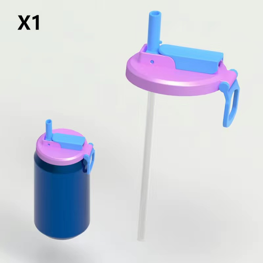 Purple Reusable Soda Can Lid with Straw and Carrying Handle - Spill-Proof Plastic Can Cover for Standard 2.13 Inch Cans, Portable Beverage Protector with Flip-Top Design, BPA-Free Drink Can Converter for Outdoor Parties BBQs Camping