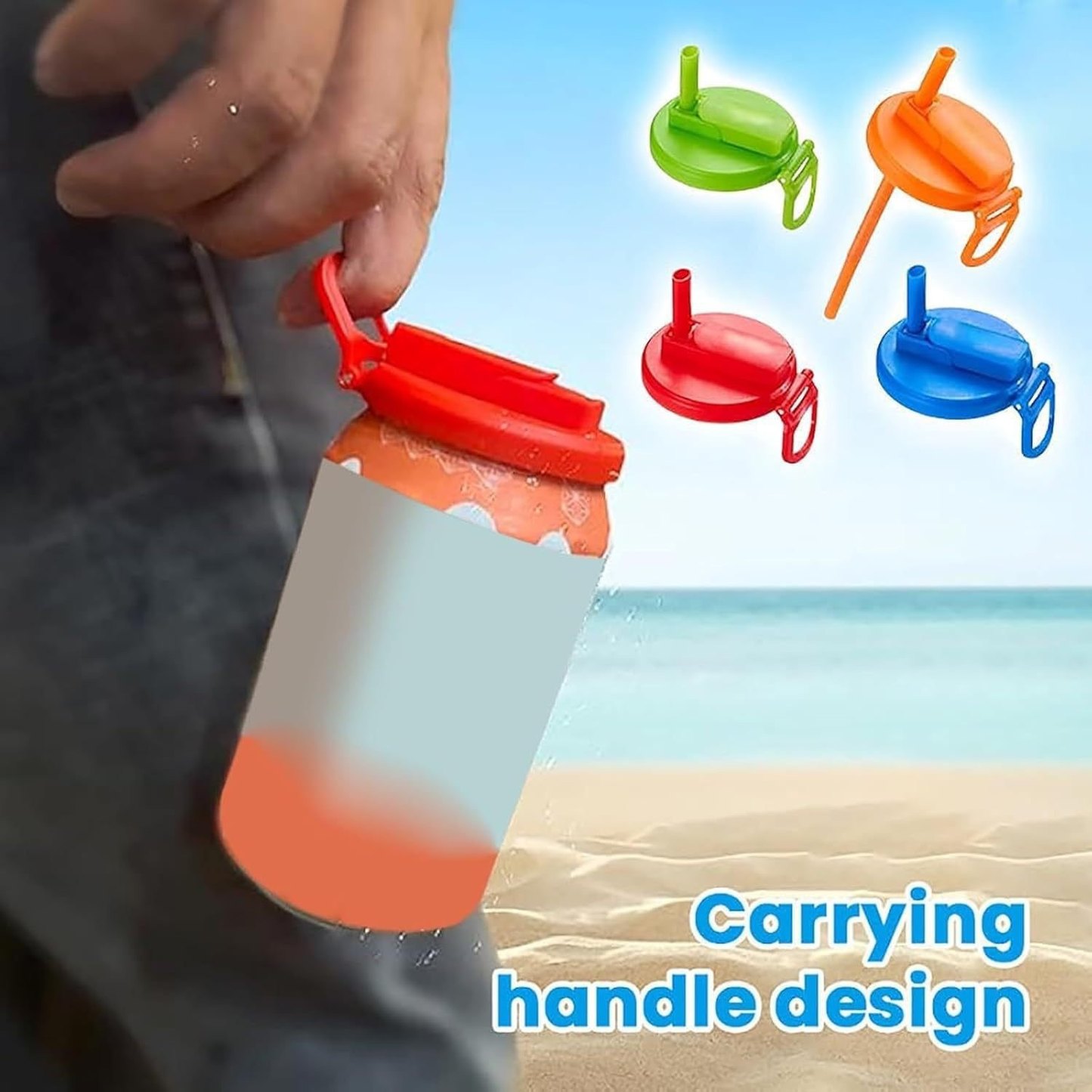 Purple Reusable Soda Can Lid with Straw and Carrying Handle - Spill-Proof Plastic Can Cover for Standard 2.13 Inch Cans, Portable Beverage Protector with Flip-Top Design, BPA-Free Drink Can Converter for Outdoor Parties BBQs Camping