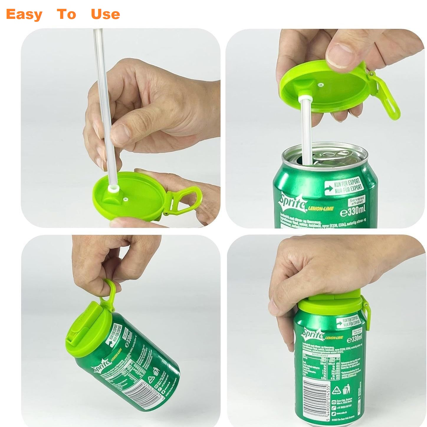 Purple Reusable Soda Can Lid with Straw and Carrying Handle - Spill-Proof Plastic Can Cover for Standard 2.13 Inch Cans, Portable Beverage Protector with Flip-Top Design, BPA-Free Drink Can Converter for Outdoor Parties BBQs Camping