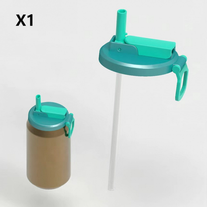 Blue Reusable Soda Can Lid with Straw and Carrying Handle - Spill-Proof Plastic Can Cover for Standard 2.13 Inch Cans, Portable Beverage Protector with Flip-Top Design, BPA-Free Drink Can Converter for Outdoor Parties BBQs Camping