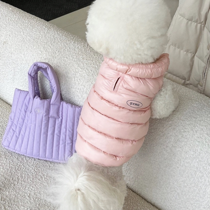 Pink M size Dog Winter Coat Quilted Puffer Jacket - Warm Cotton Padded Vest for Small Dogs, High Collar Pet Clothes for Chihuahua Yorkie Poodle Bichon Schnauzer, Lightweight Cold Weather Dog Apparel with Elastic Cuffs
