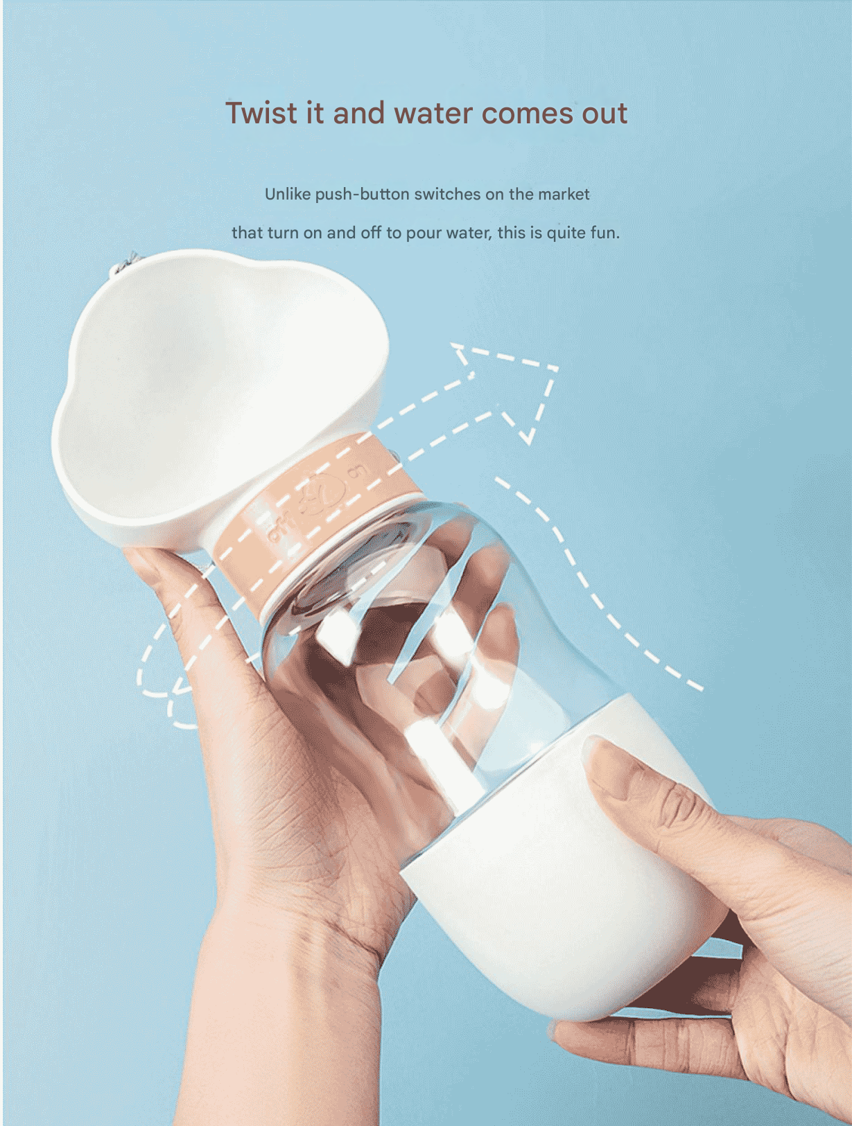 White 350ml  Portable Dog Water Bottle  - Leak-Proof Pet Travel Water Dispenser, Cloud-Shaped Drinking Bowl, Twist-to-Dispense Design, BPA-Free HIPS/PET Material for Walking Hiking Travel