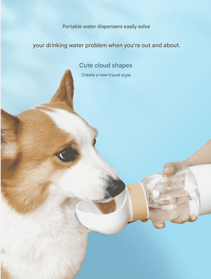 Purple 350ml Portable Dog Water Bottle  - Leak-Proof Pet Travel Water Dispenser, Cloud-Shaped Drinking Bowl, Twist-to-Dispense Design, BPA-Free HIPS/PET Material for Walking Hiking Travel