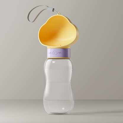 Yellow 650ml Portable Dog Water Bottle  - Leak-Proof Pet Travel Water Dispenser, Cloud-Shaped Drinking Bowl, Twist-to-Dispense Design, BPA-Free HIPS/PET Material for Walking Hiking Travel