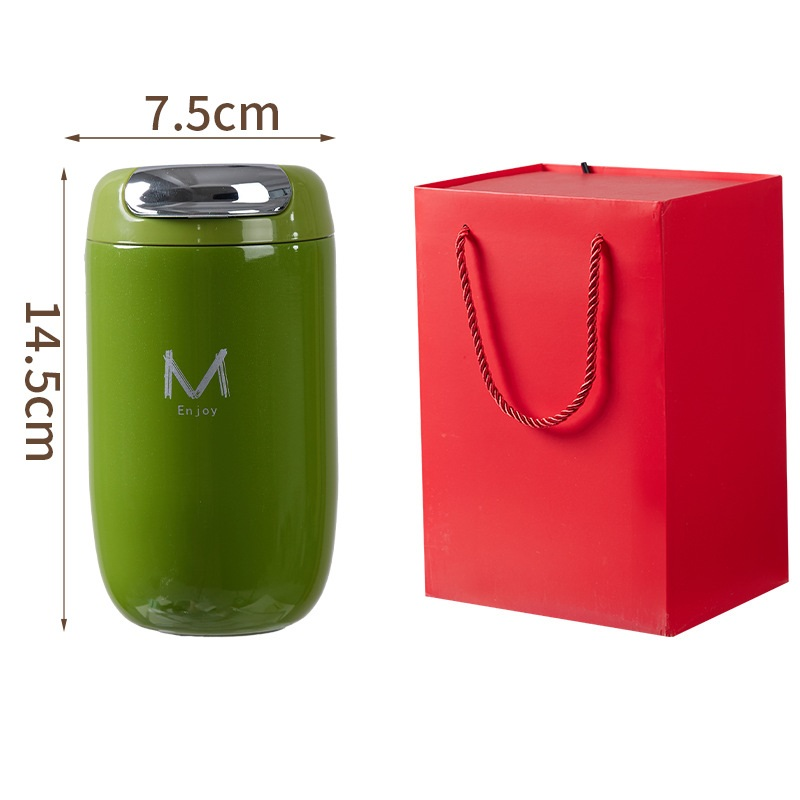 Green Gift Box Set Premium 316 Stainless Steel Coffee Tumbler - 350ml Vacuum Insulated Travel Mug with Sip Lid, Leak-Proof Egg Shape Design, Hot & Cold Beverage Cup for Office Commute Outdoor Gift