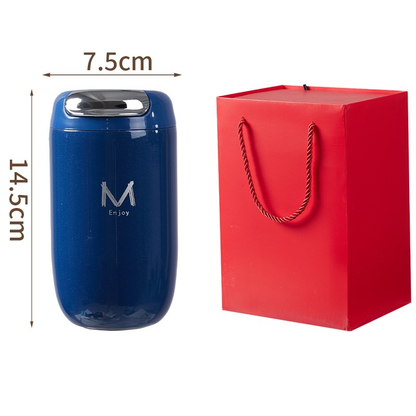 Blue Gift Box Set Premium 316 Stainless Steel Coffee Tumbler - 350ml Vacuum Insulated Travel Mug with Sip Lid, Leak-Proof Egg Shape Design, Hot & Cold Beverage Cup for Office Commute Outdoor Gift