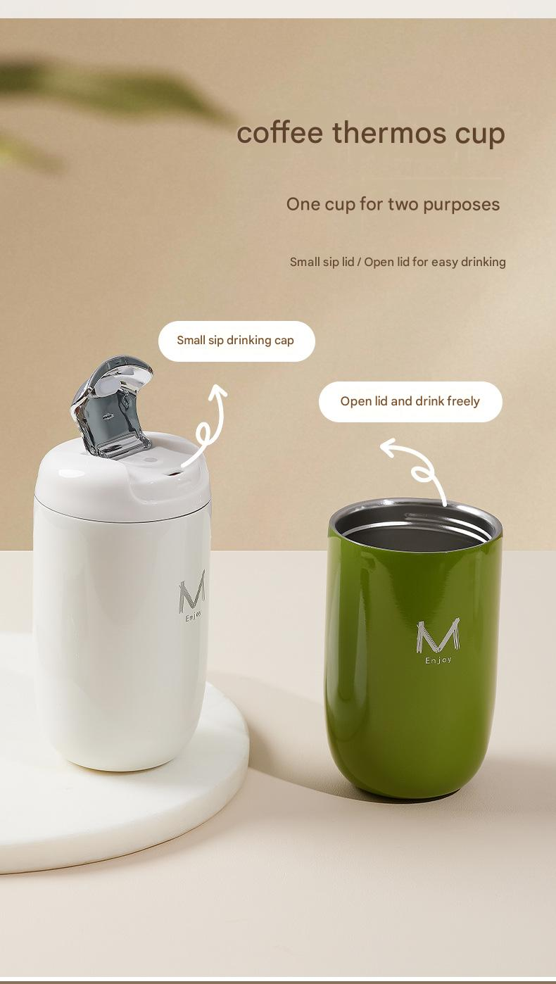 Blue Gift Box Set Premium 316 Stainless Steel Coffee Tumbler - 350ml Vacuum Insulated Travel Mug with Sip Lid, Leak-Proof Egg Shape Design, Hot & Cold Beverage Cup for Office Commute Outdoor Gift