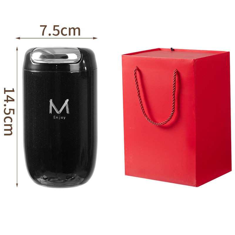 Black Gift Box Set Premium 316 Stainless Steel Coffee Tumbler - 350ml Vacuum Insulated Travel Mug with Sip Lid, Leak-Proof Egg Shape Design, Hot & Cold Beverage Cup for Office Commute Outdoor Gift