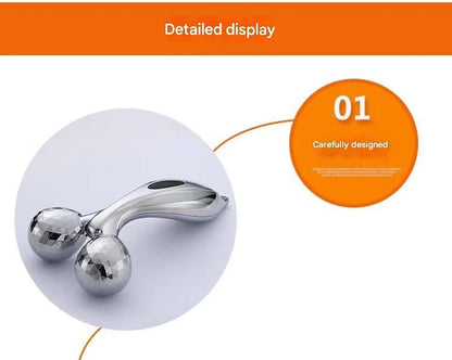 Silvery 3D Face Roller Massager V-Shaped Lifting Tool - Double Ball Facial Massage Device for Skin Tightening Wrinkle Reduction Jawline Contouring Beauty Care