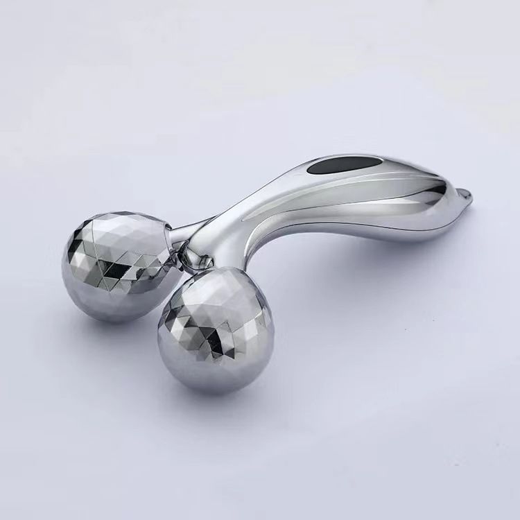 Aureate 3D Face Roller Massager V-Shaped Lifting Tool - Double Ball Facial Massage Device for Skin Tightening Wrinkle Reduction Jawline Contouring Beauty Care
