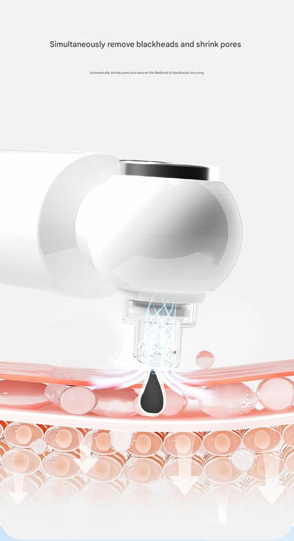 White Heated Micro-Bubble Blackhead Remover Vacuum Pore Cleaner - 46C Hot Compress Electric Water Cycle Facial Cleansing Device with 6 Suction Heads 3 Modes