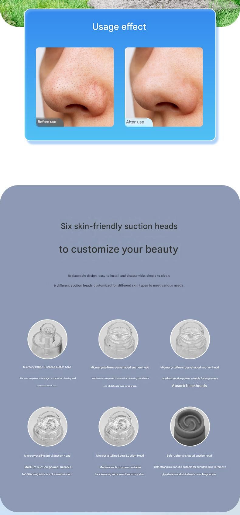 White Heated Micro-Bubble Blackhead Remover Vacuum Pore Cleaner - 46C Hot Compress Electric Water Cycle Facial Cleansing Device with 6 Suction Heads 3 Modes