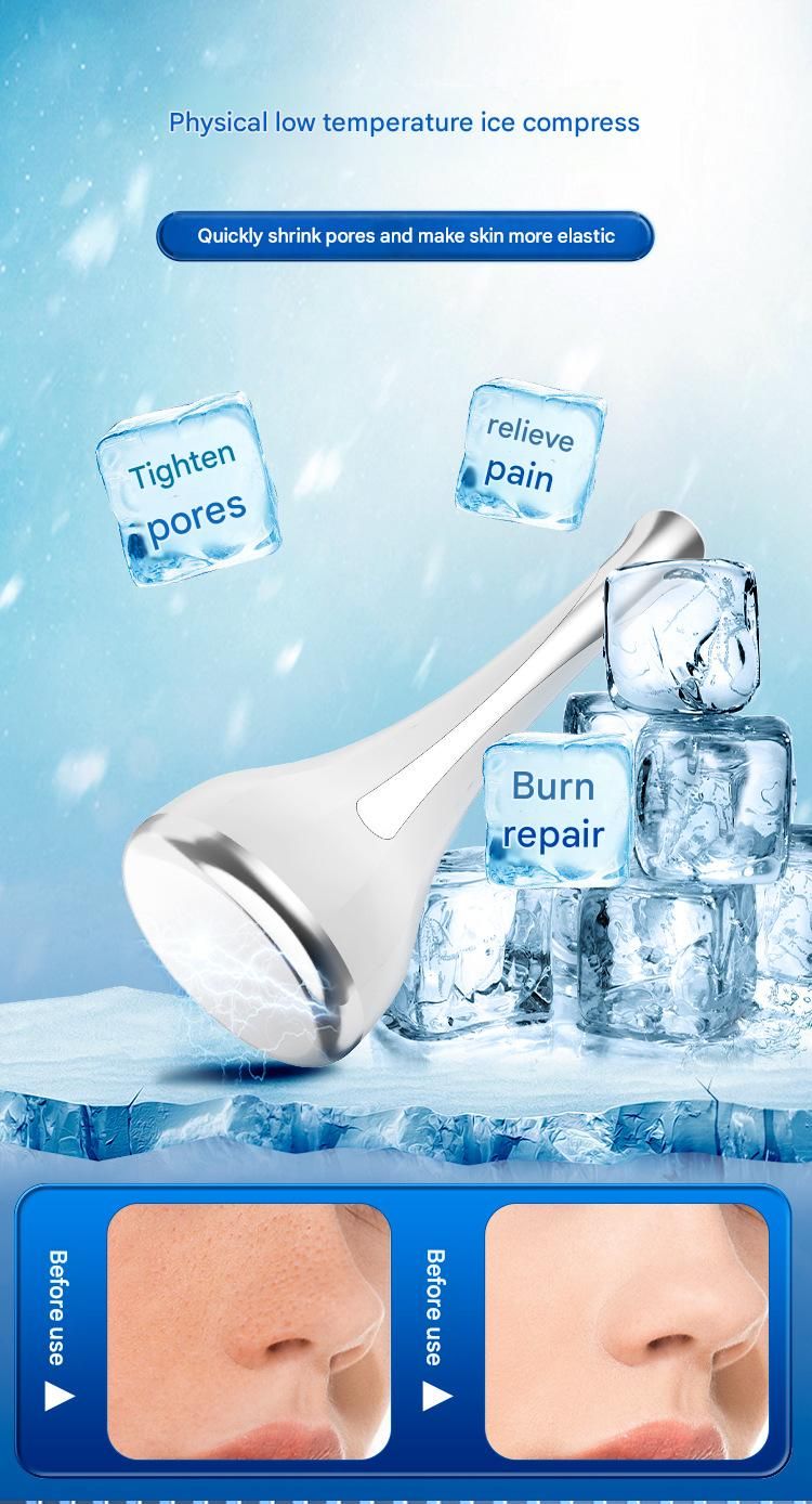 White Flat-Surface Ice  Cold Therapy Facial Tool - Mini Ice Hammer Cryo Stick for Pore Shrinking Skin Soothing Sunburn Relief - Reusable ABS+PC Cooling Massager