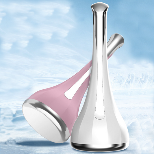 2-piece White and Pink Flat-Surface Ice  Cold Therapy Facial Tool - Mini Ice Hammer Cryo Stick for Pore Shrinking Skin Soothing Sunburn Relief - Reusable ABS+PC Cooling Massager