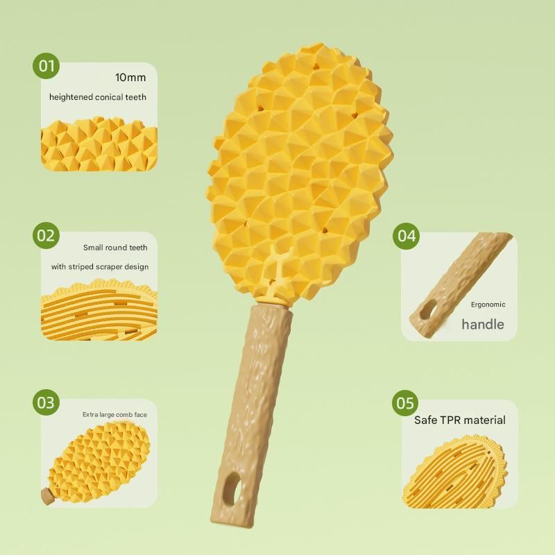 2-piece green Pet Durian Massage Grooming Brush - TPR Double-Sided Deshedding Comb for Cats Dogs - Gentle Pet SPA Grooming Tool