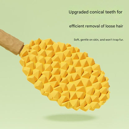 2-piece yellow Pet Durian Massage Grooming Brush - TPR Double-Sided Deshedding Comb for Cats Dogs - Gentle Pet SPA Grooming Tool