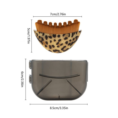 Leopard print Lymphatic Contour Face Brush - Curved Facial Eye Neck Massage Tool - Nylon Bristle Body Brush for Skin Tightening Circulation Detox - Plastic Handle Dry Brushing