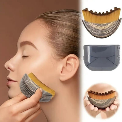 Zebra print Lymphatic Contour Face Brush - Curved Facial Eye Neck Massage Tool - Nylon Bristle Body Brush for Skin Tightening Circulation Detox - Plastic Handle Dry Brushing