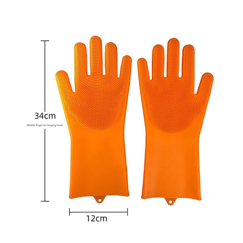 Orange Silicone Pet Bathing Gloves - Pink Double-Sided Design for Cats and Dogs - Gentle Massage, Easy Lather, Durable and Waterproof, Ideal for Pet Grooming and Home Use