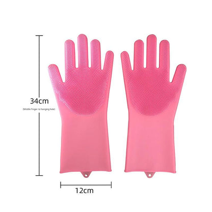 Pink Silicone Pet Bathing Gloves - Pink Double-Sided Design for Cats and Dogs - Gentle Massage, Easy Lather, Durable and Waterproof, Ideal for Pet Grooming and Home Use