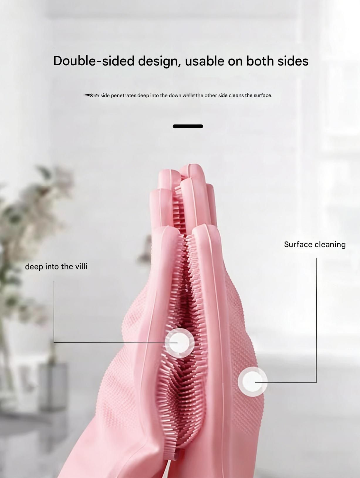 Pink Silicone Pet Bathing Gloves - Pink Double-Sided Design for Cats and Dogs - Gentle Massage, Easy Lather, Durable and Waterproof, Ideal for Pet Grooming and Home Use