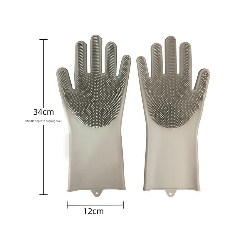 Grey Silicone Pet Bathing Gloves - Pink Double-Sided Design for Cats and Dogs - Gentle Massage, Easy Lather, Durable and Waterproof, Ideal for Pet Grooming and Home Use