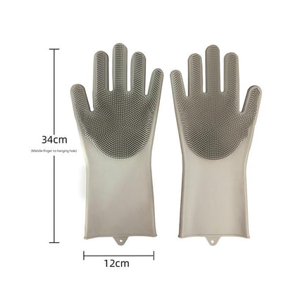 Grey Silicone Pet Bathing Gloves - Pink Double-Sided Design for Cats and Dogs - Gentle Massage, Easy Lather, Durable and Waterproof, Ideal for Pet Grooming and Home Use