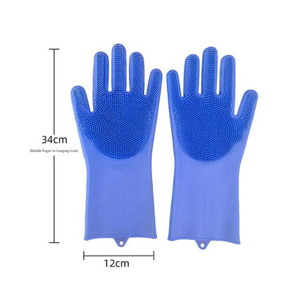 Blue Silicone Pet Bathing Gloves - Pink Double-Sided Design for Cats and Dogs - Gentle Massage, Easy Lather, Durable and Waterproof, Ideal for Pet Grooming and Home Use