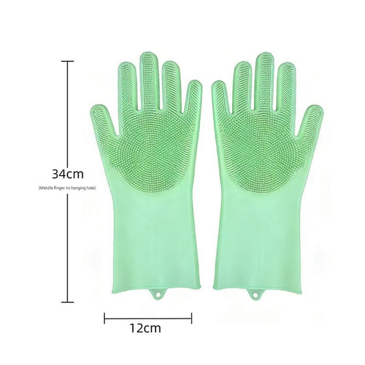 Green Silicone Pet Bathing Gloves - Pink Double-Sided Design for Cats and Dogs - Gentle Massage, Easy Lather, Durable and Waterproof, Ideal for Pet Grooming and Home Use